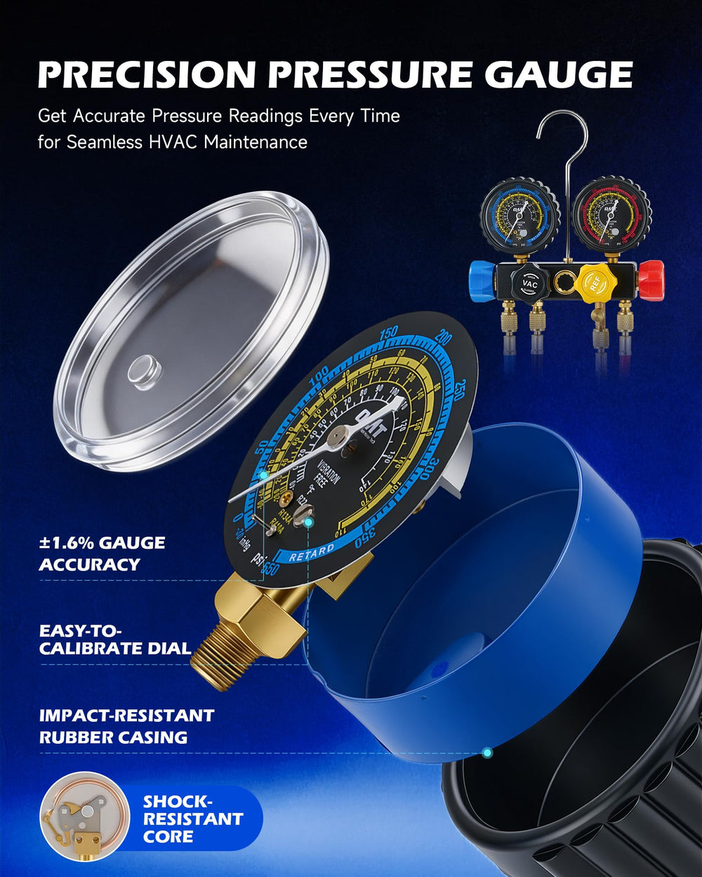 Orion Motor Tech R410a adapters and R134a taps showing refrigerant compatibility benefit