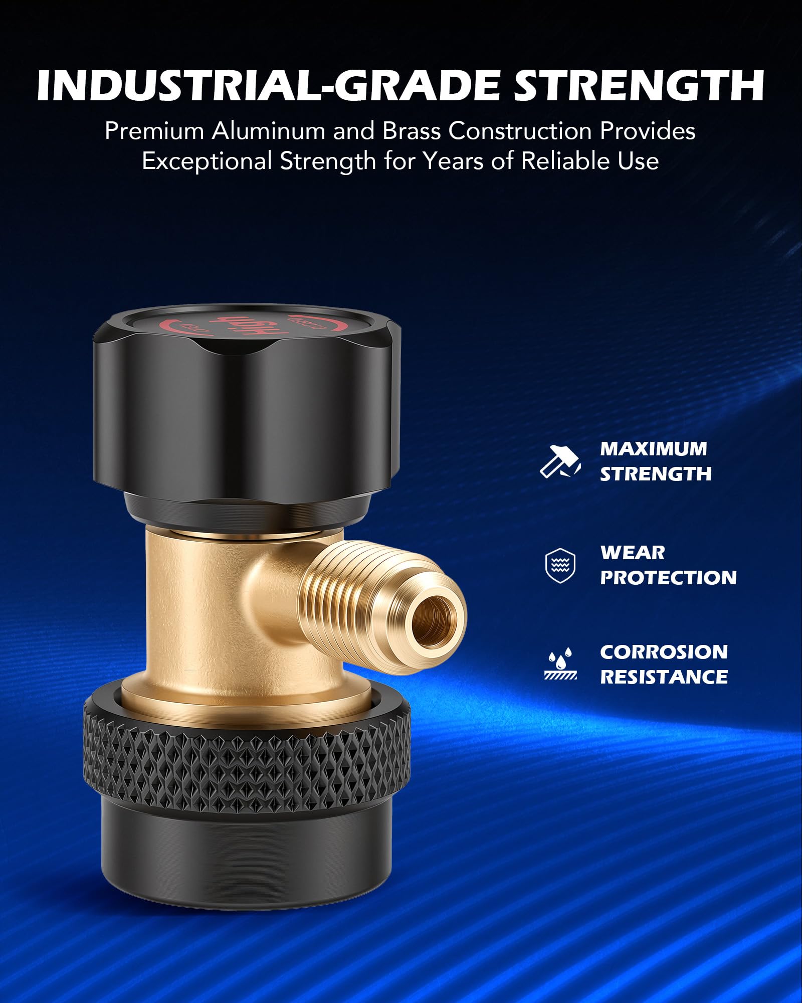 Orion Motor Tech adapter next to common service hose for size reference