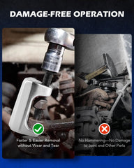 Orion Motor Tech separator with adapters demonstrating safe tie rod and Pitman arm removal benefit