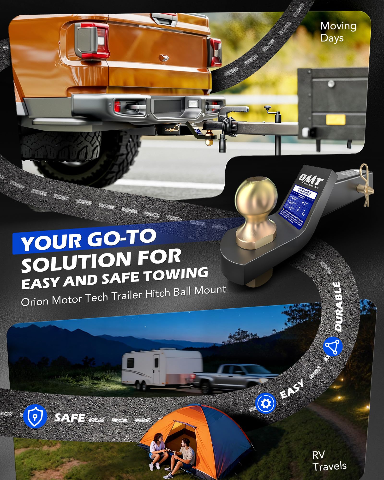 Orion Motor Tech side profile in drop position demonstrating correct trailer alignment