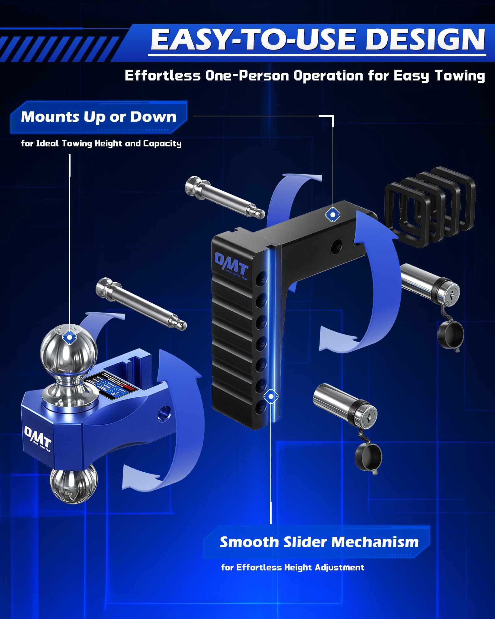 Orion Motor Tech side profile installed in vehicle illustrating stable towing benefit