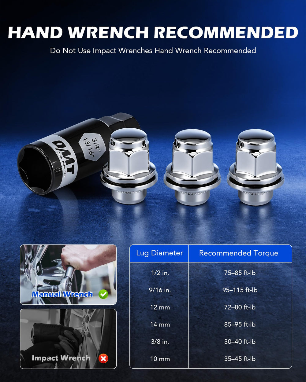Orion Motor Tech lug nut next to ruler showing 1.46 inch length scale