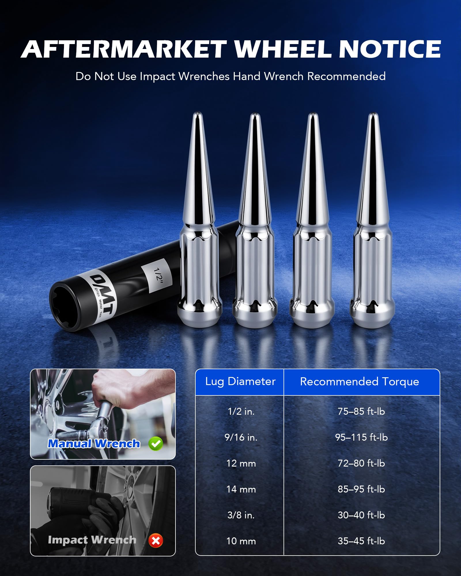 Orion Motor Tech lug nut next to ruler showing scale and correct sizing for buyers