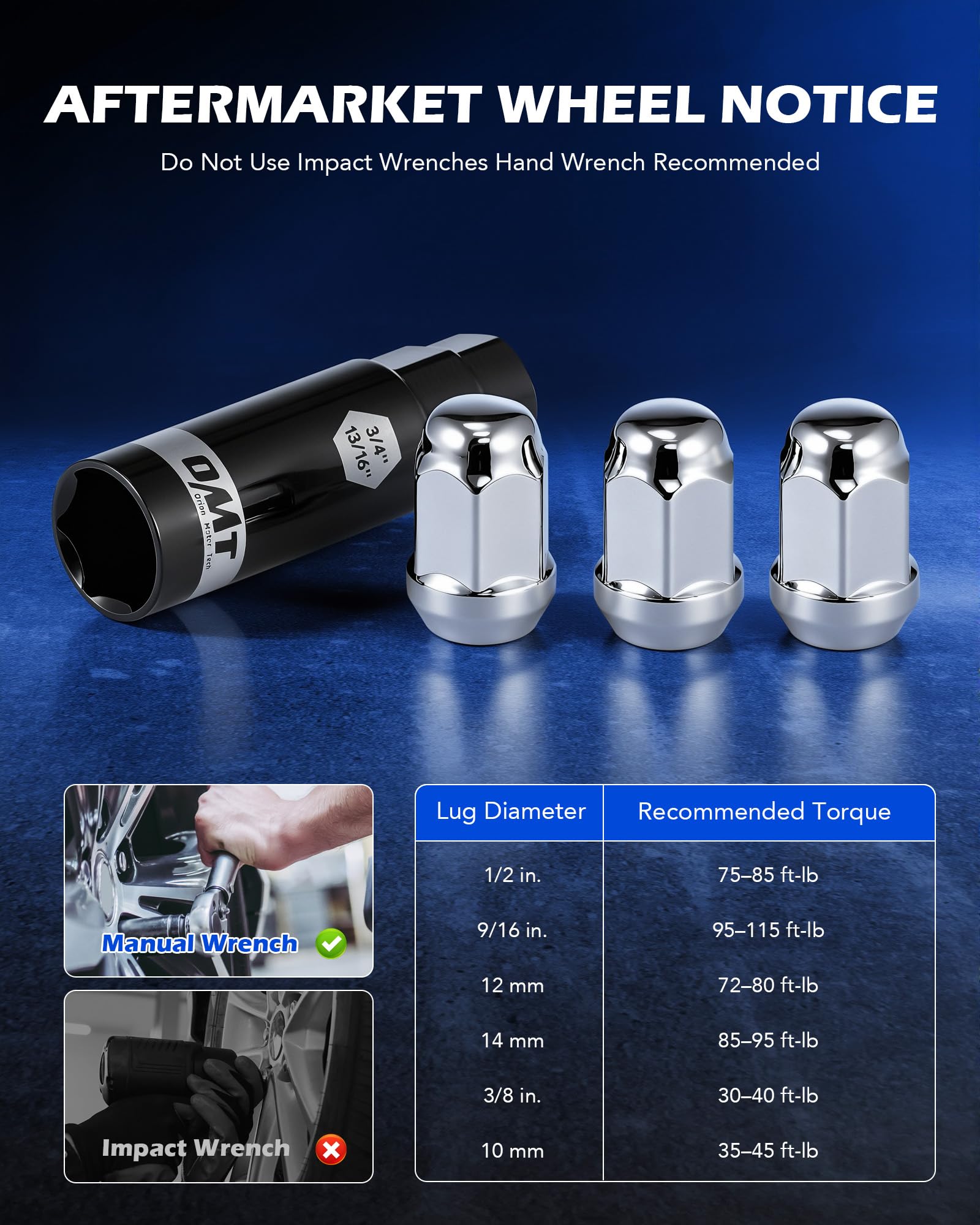 Orion Motor Tech lug nut beside ruler showing 1.38 inch length for scale and fit confirmation