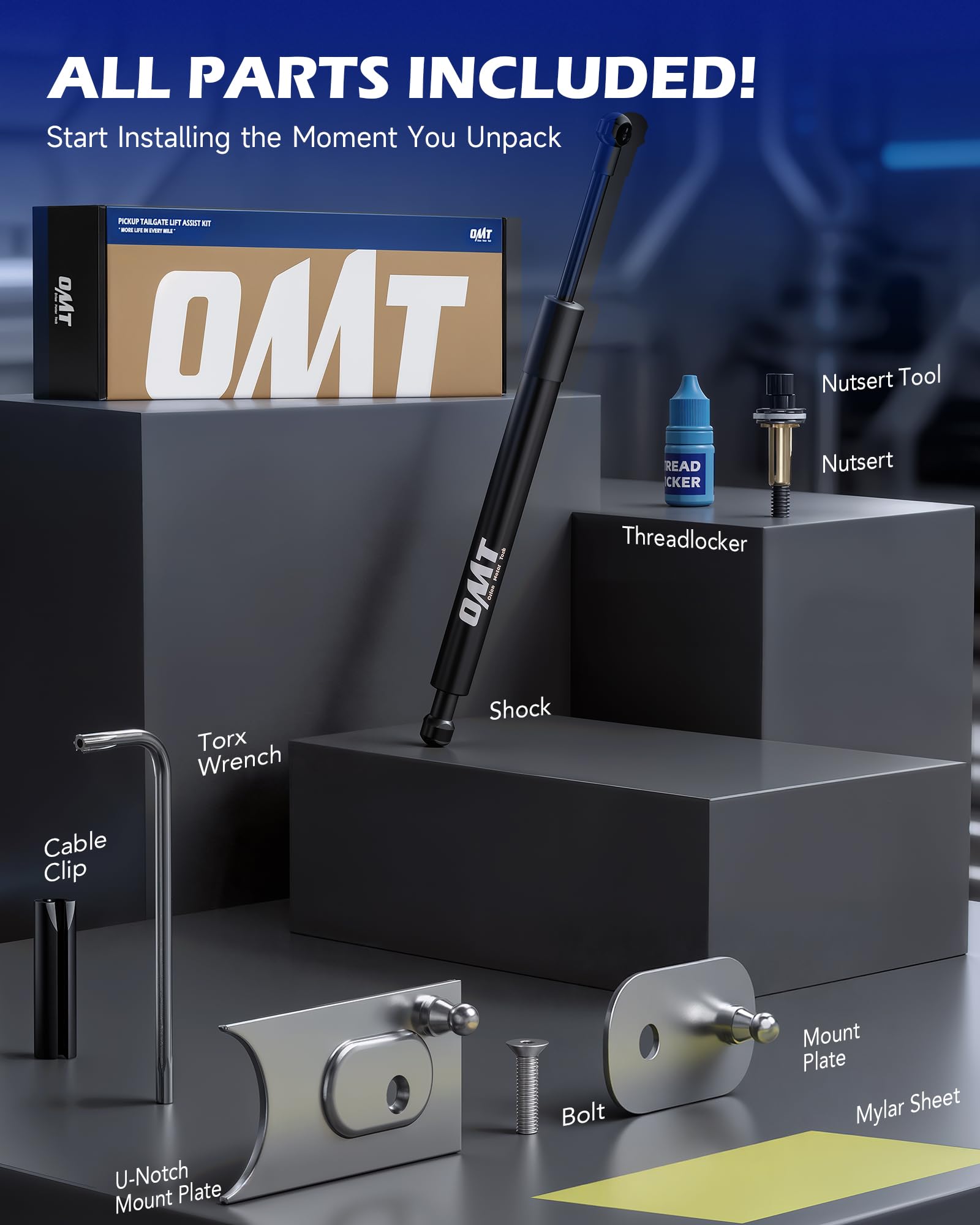 Orion Motor Tech tailgate assist on open Ram bed in use, improving loading safety and convenience