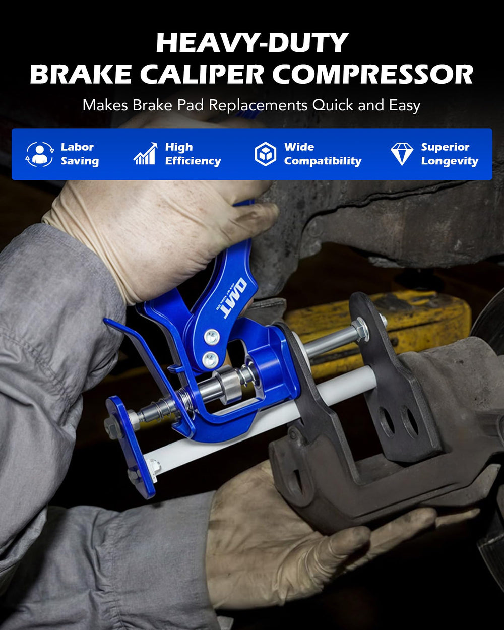 Orion Motor Tech close-up of ergonomic handle for reduced hand fatigue