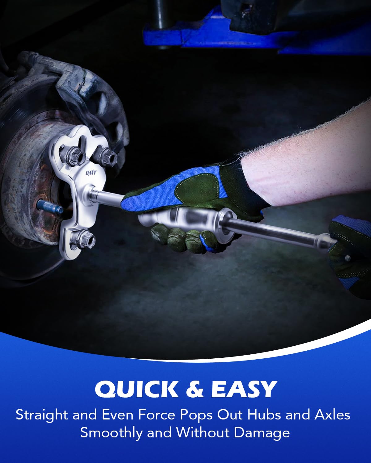 Orion Motor Tech galvanized 4-point yoke with locknut detail, offers secure connection to flanged axles during removal