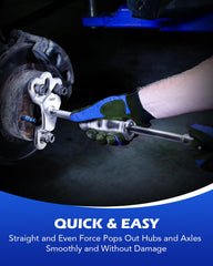 Orion Motor Tech galvanized 4-point yoke with locknut detail, offers secure connection to flanged axles during removal