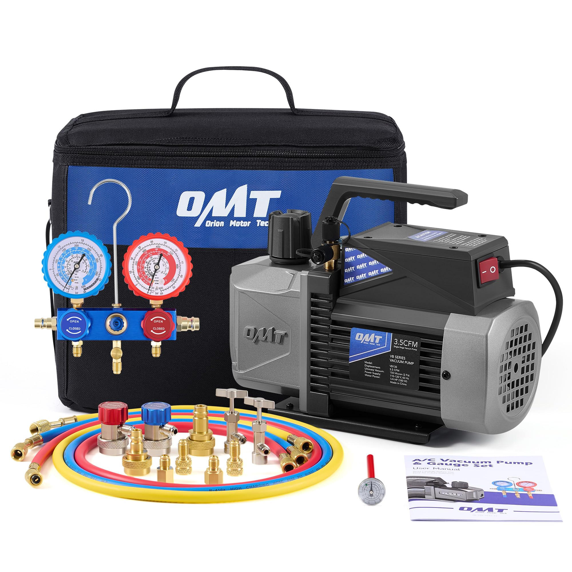 Orion Motor Tech front assembly showing pump and manifold for compact convenience