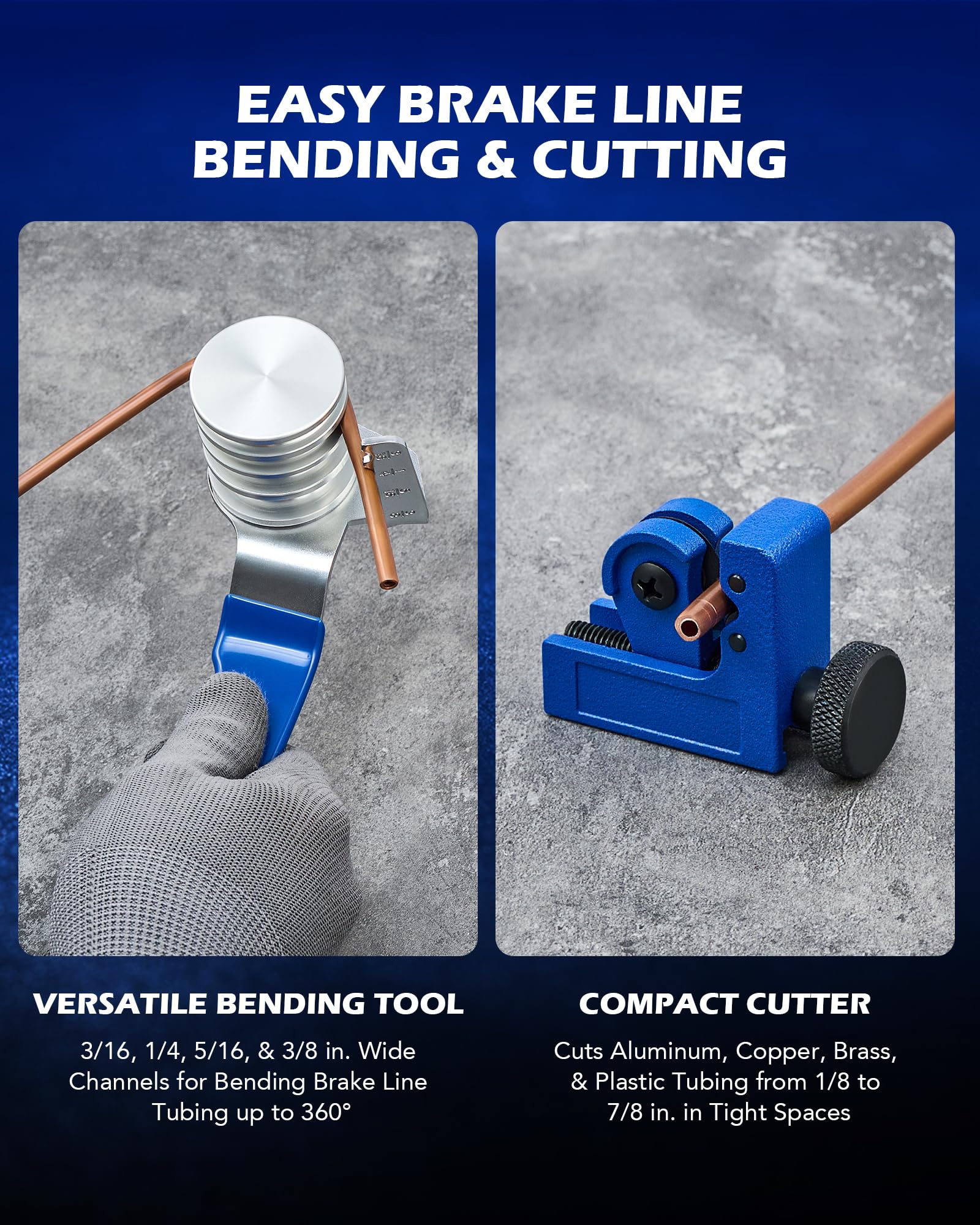 Orion Motor Tech compressor tool in use compressing caliper piston safely