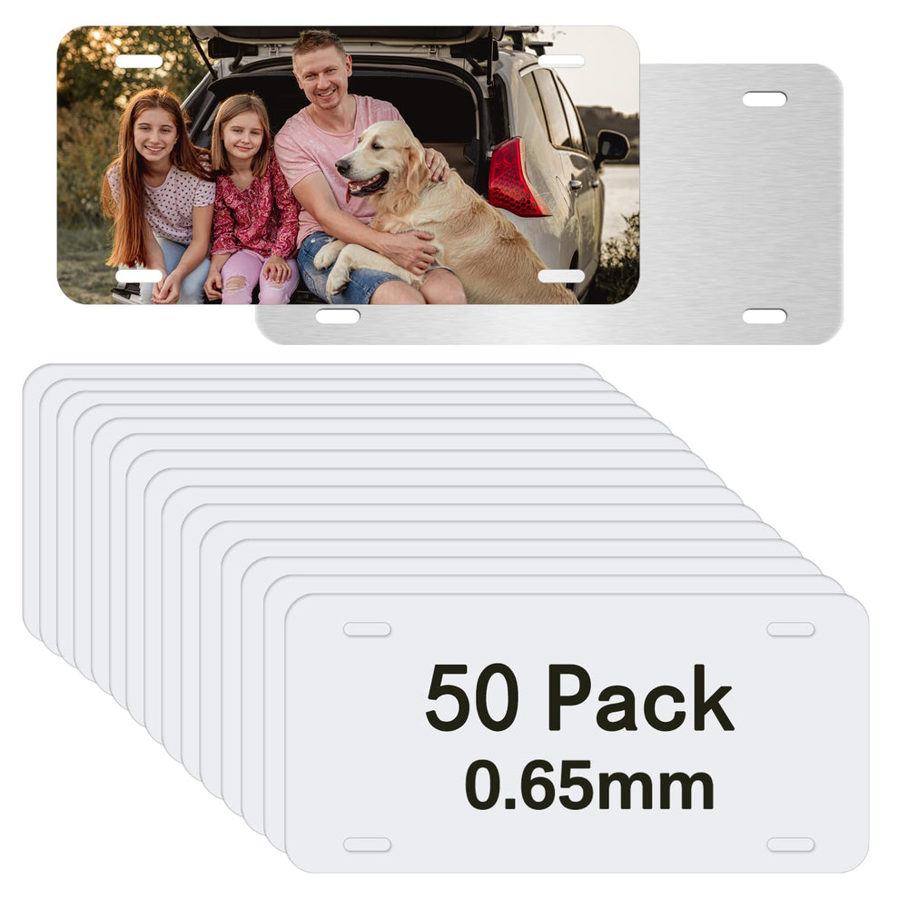 ORJ front view 50-pack license plate blanks showing uniform finish and bulk convenience