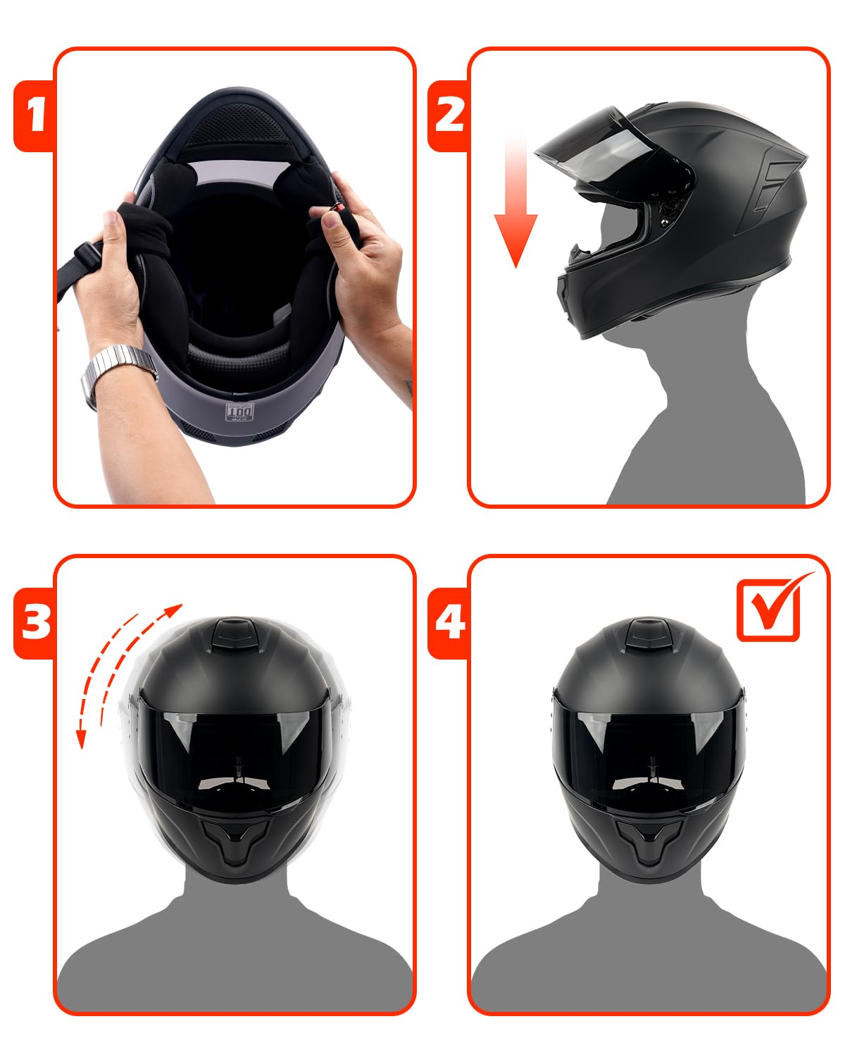 Orthrus helmet on a motorcycle in urban setting showing commuter-ready style benefit