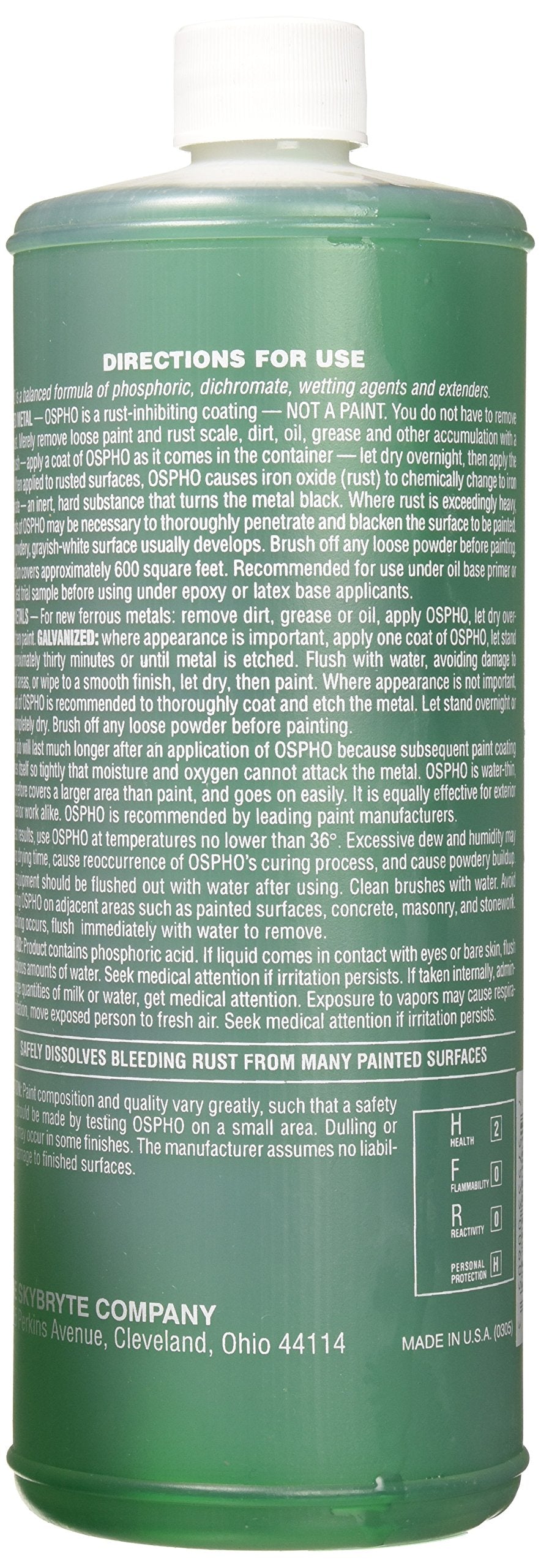 Ospho 605 bottle close-up showing liquid texture and pour spout, highlights ease of use