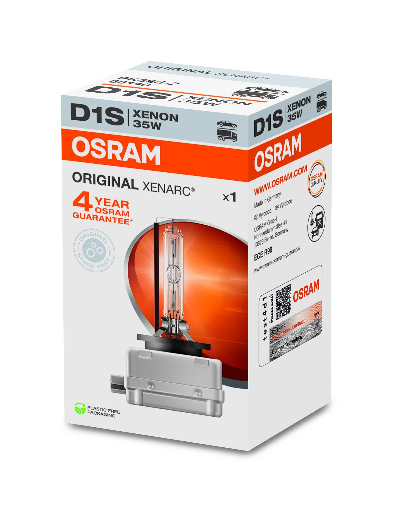 OSRAM D1S front packaging showing product and secure label for authenticity
