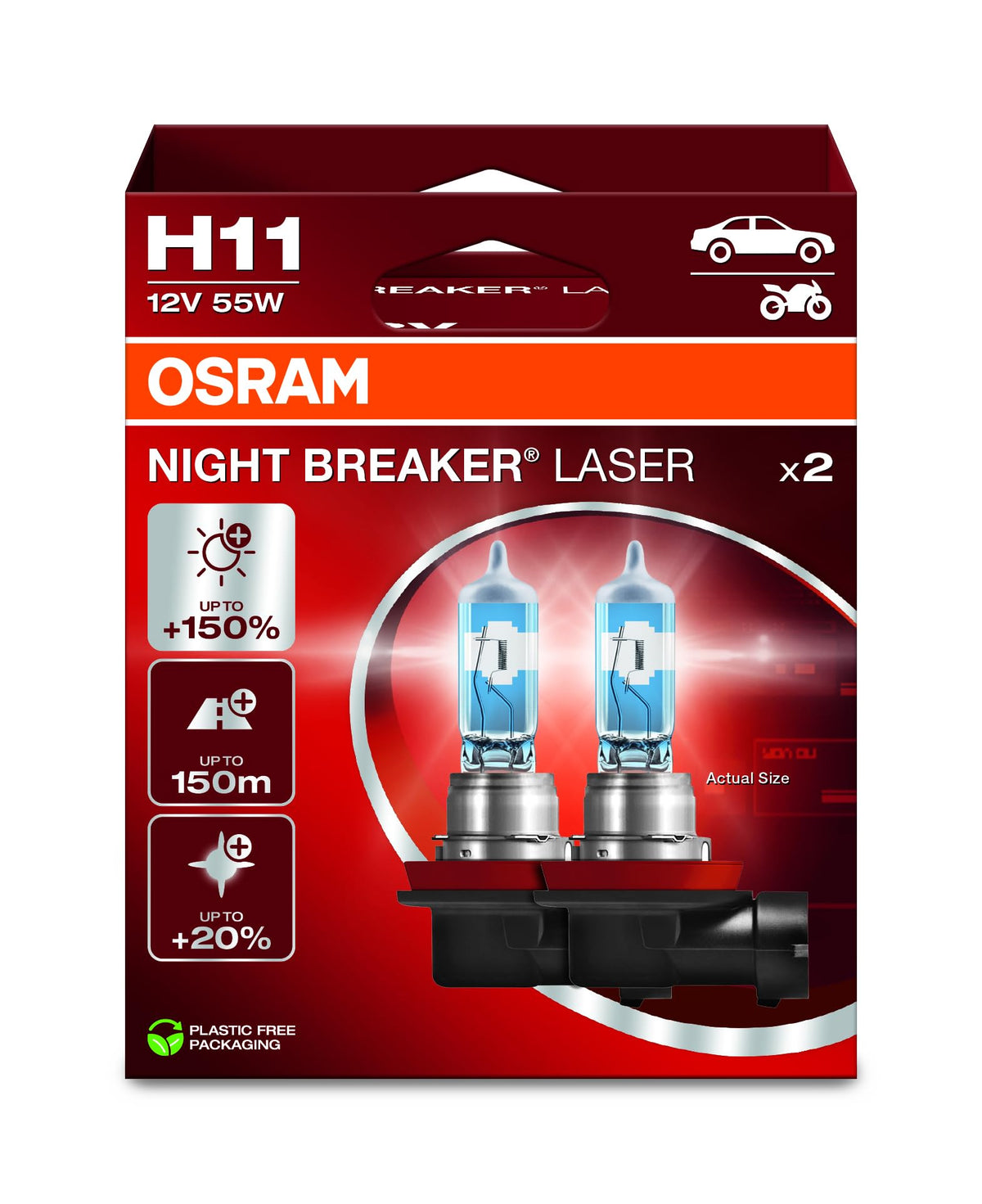 OSRAM NIGHT BREAKER LASER front view showing lamp design and clear identification