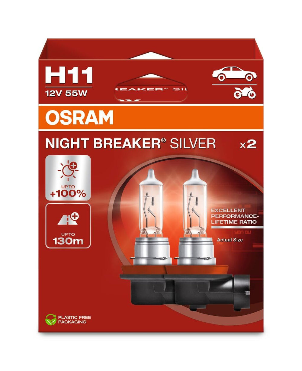 OSRAM Night Breaker Silver front packaging showing product pair and eco box benefit