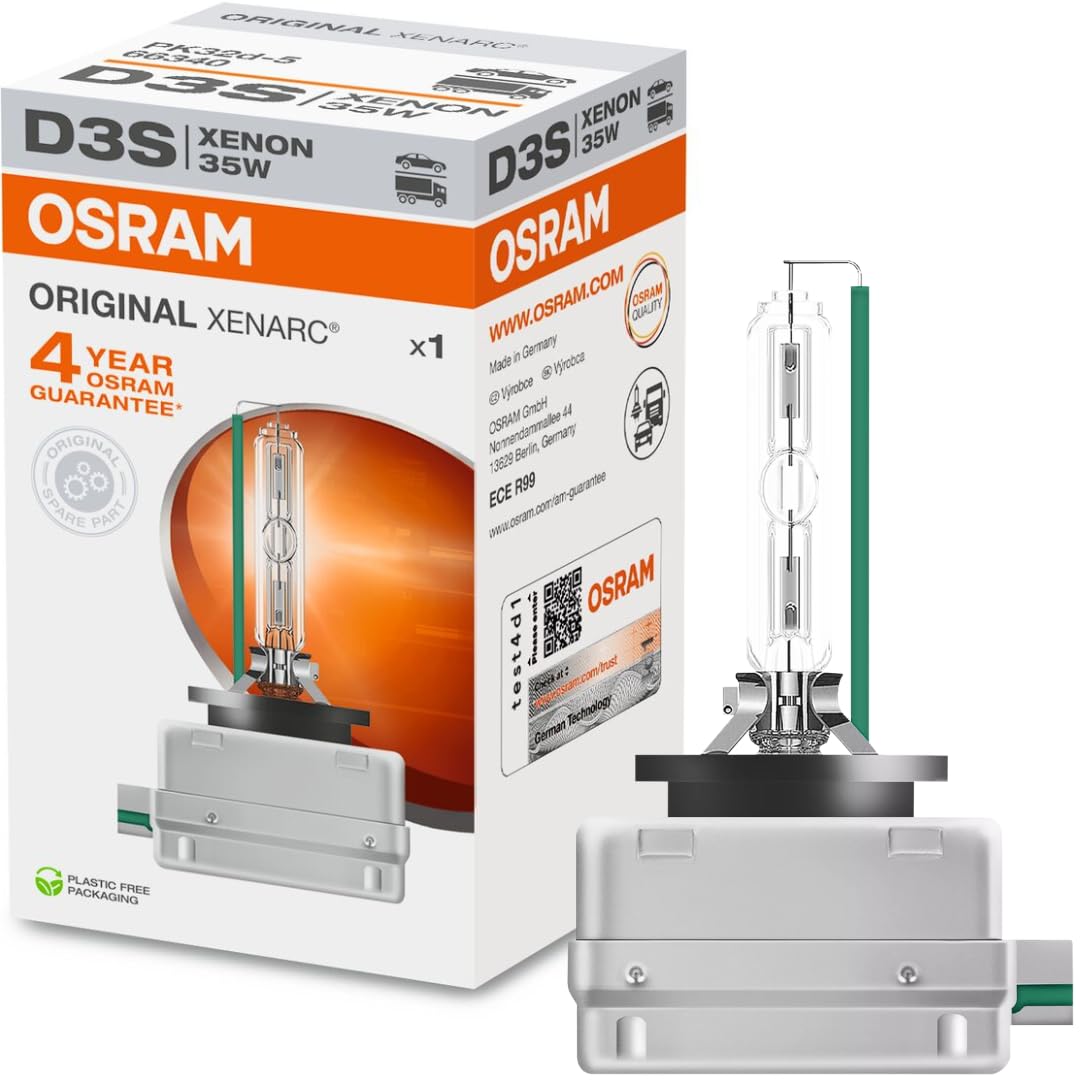 OSRAM Xenarc glass capsule close-up highlighting clear arc tube and quality