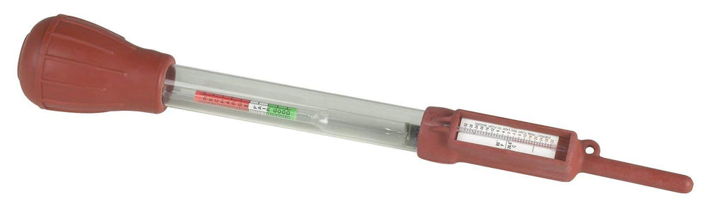 OTC 4619 front view showing float scale and thermometer for accurate readings