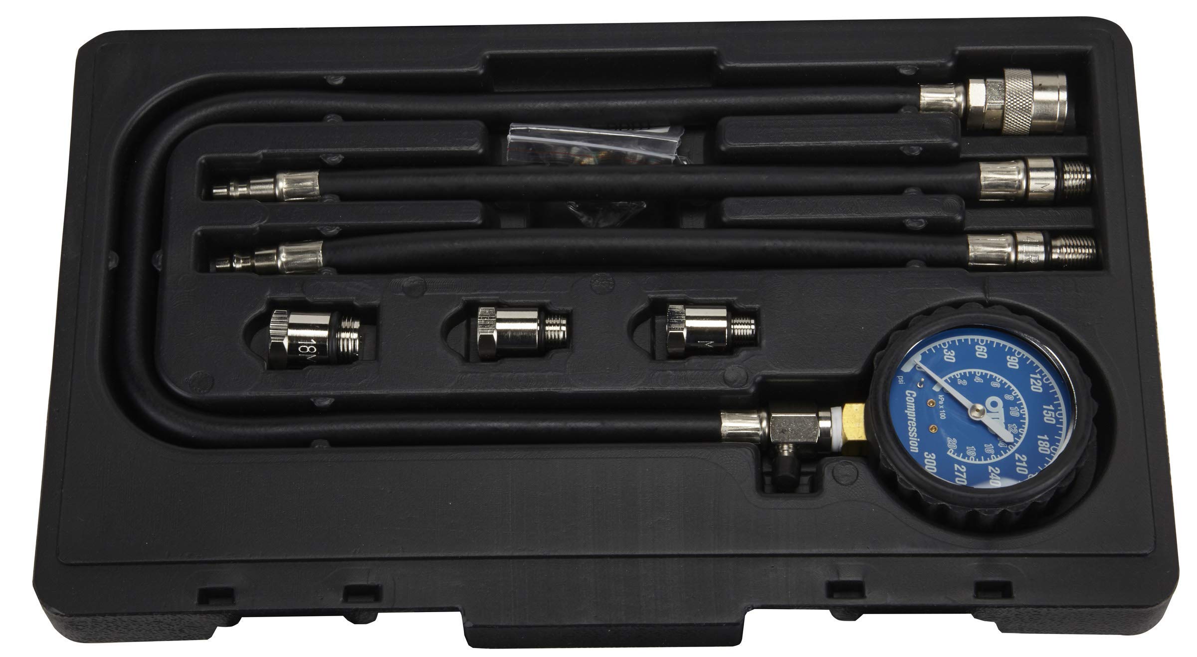 OTC 5606 array of thread adapters and hoses, versatile fit for many engines