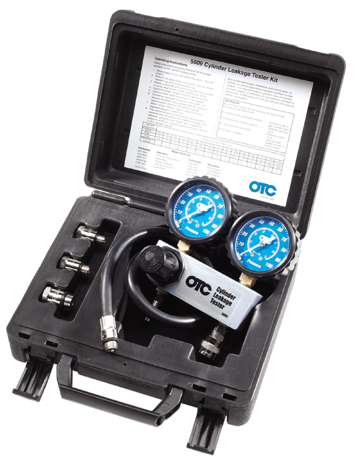 OTC 5609 front view with case open showing organized kit and fast access