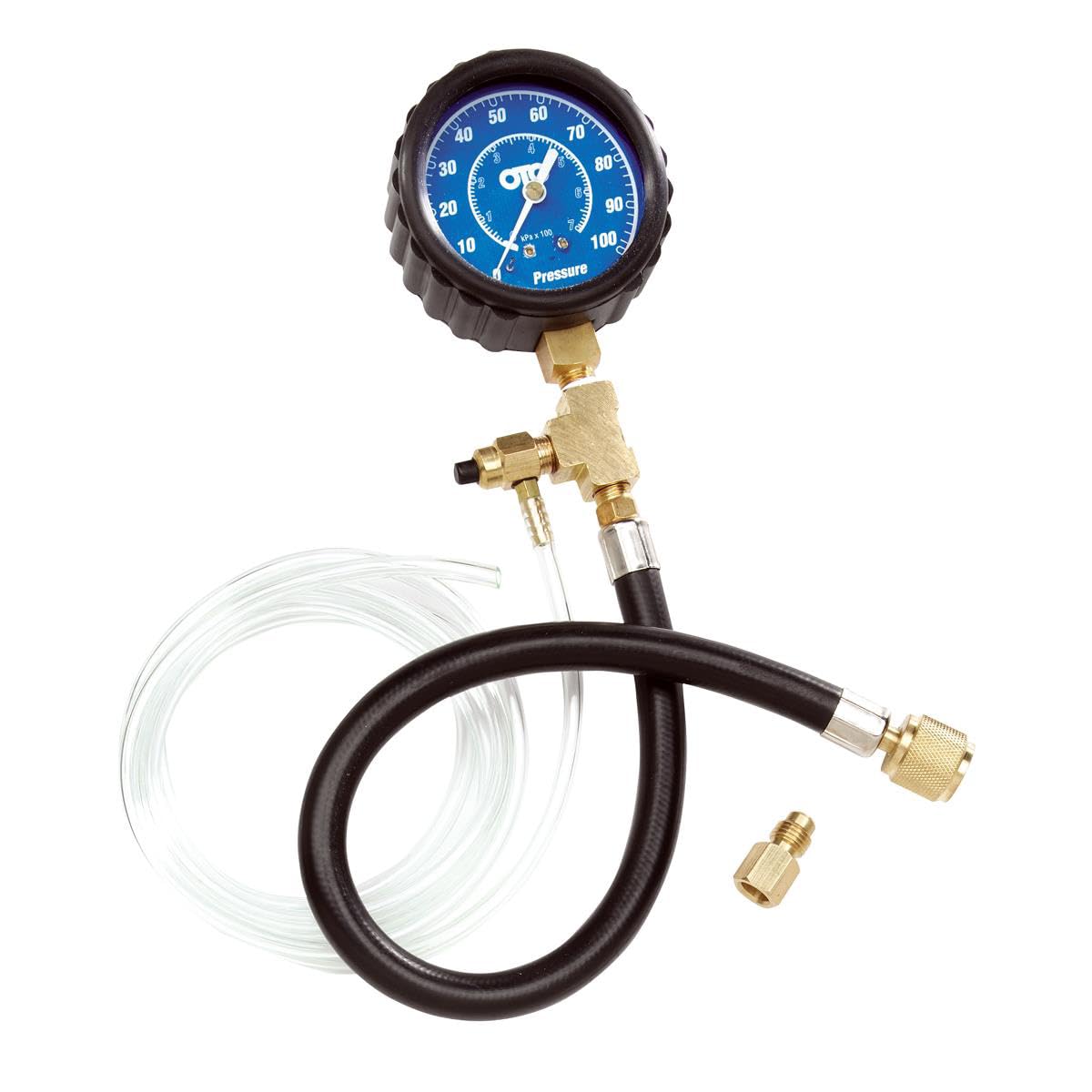 OTC 5630 brass fittings and hose close-up showing durable connections and reliability