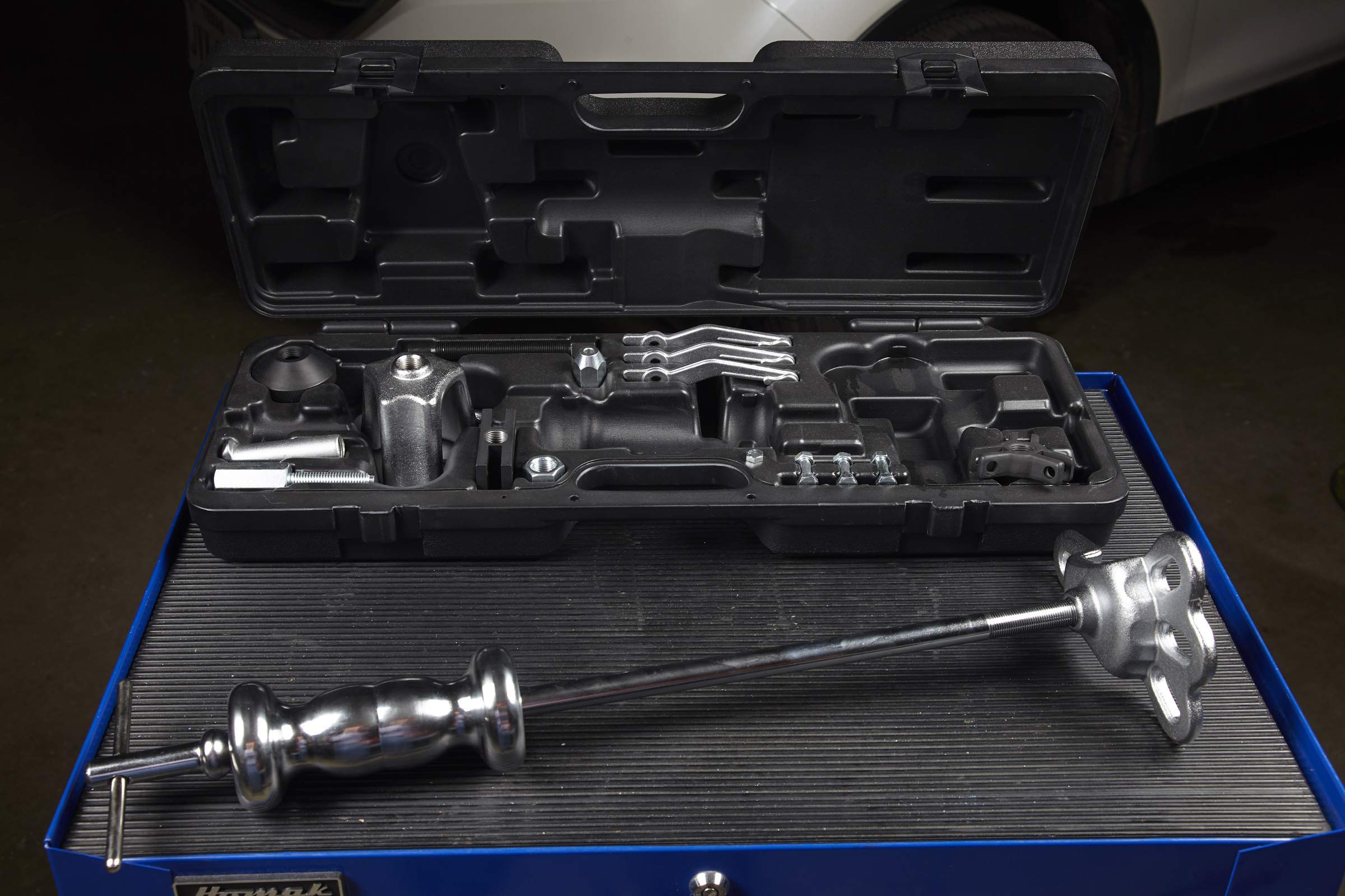 OTC blow-molded case open with tools organized and secured for transport