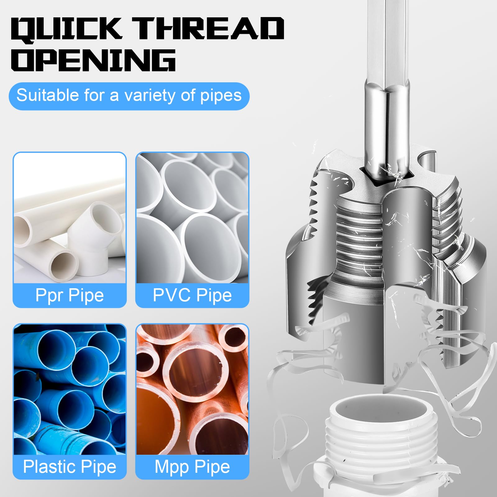 Otoolling finished threaded PVC connection illustrating tight fit and reduced leaks