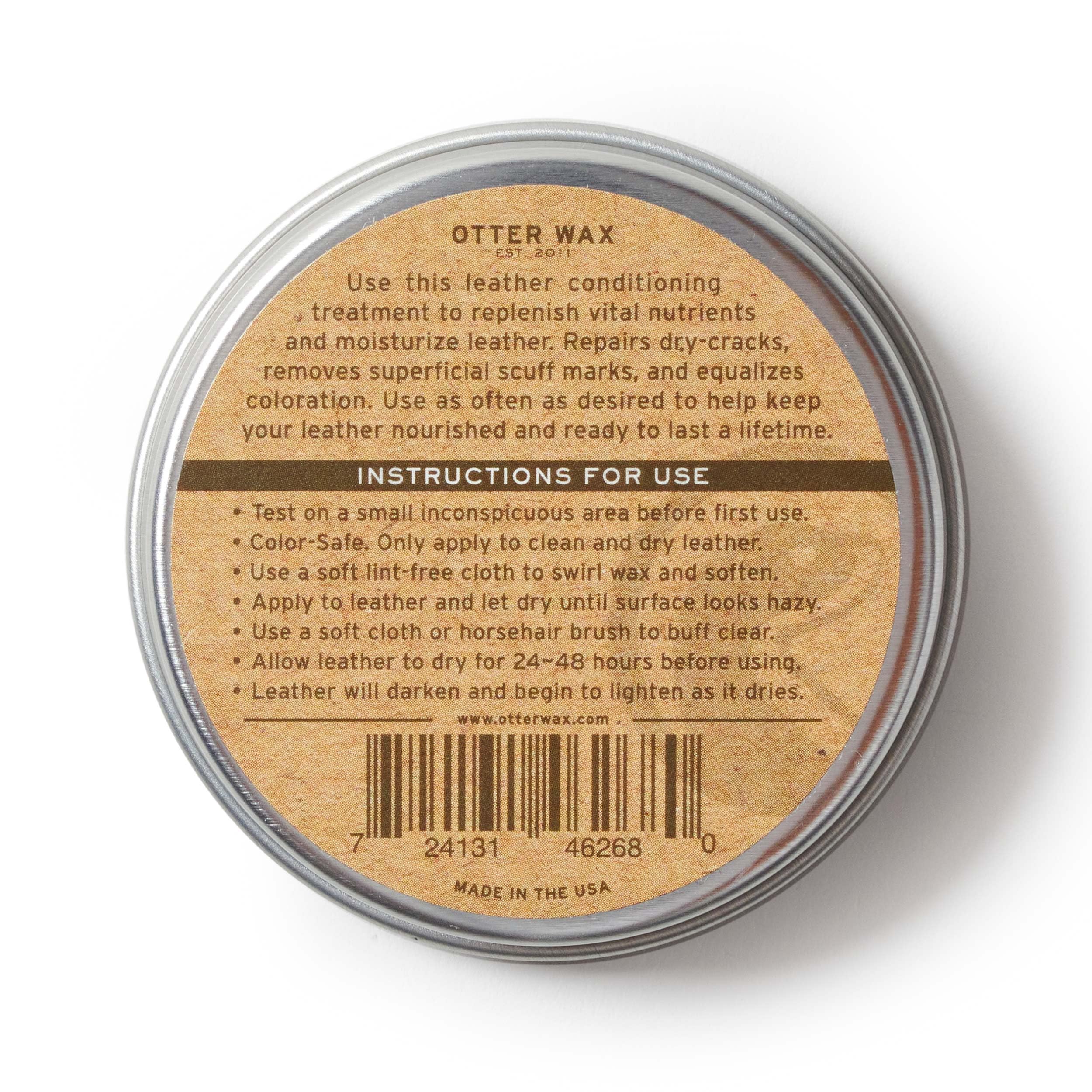 Otter Wax on a leather chair in a living room showing restoration and safe home use benefit