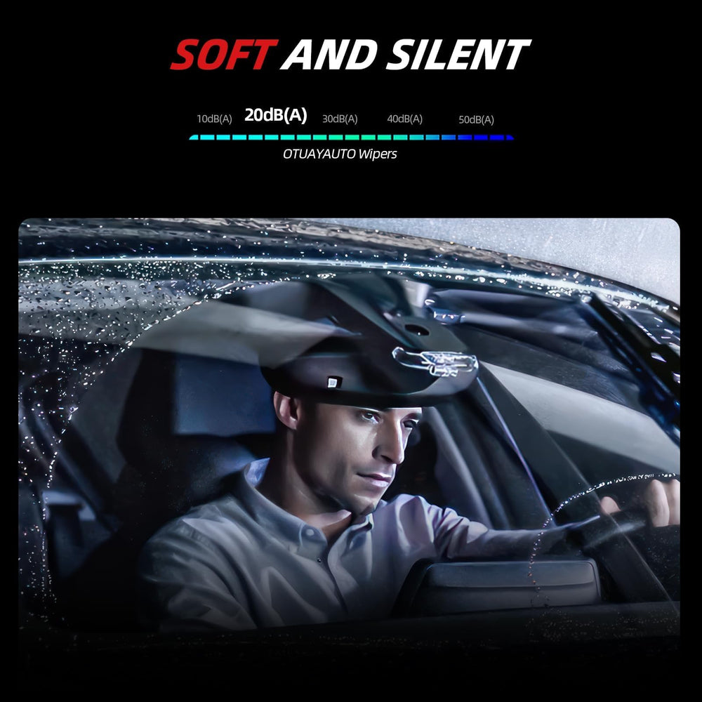 OTUAYAUTO blades wiping rain from glass illustrating improved wet‑weather visibility