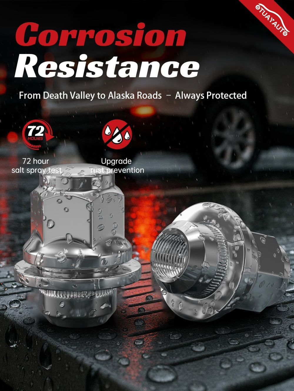 OTUAYAUTO chrome plating detail highlighting three-layer finish to resist rust and corrosion