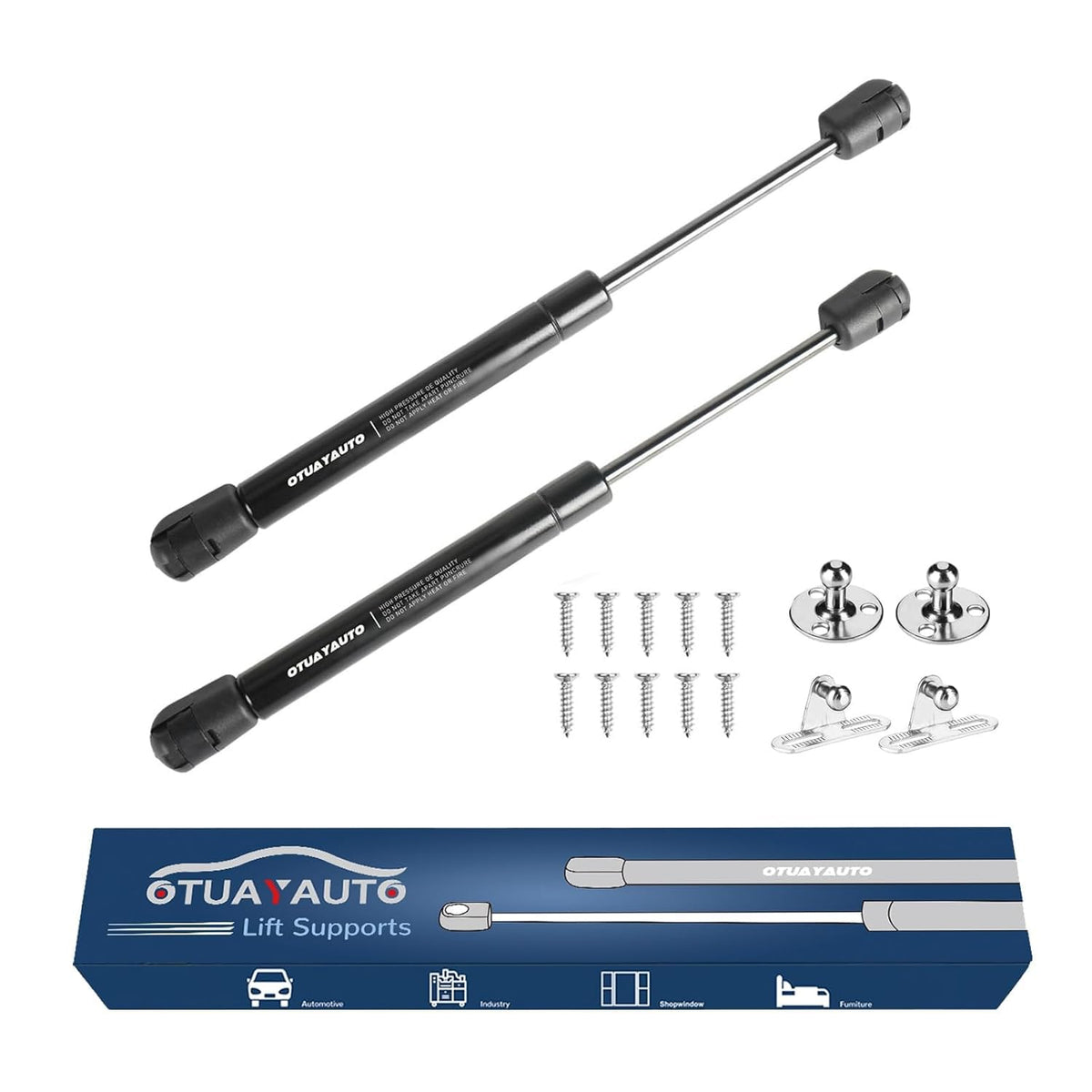 OTUAYAUTO front view of packaged gas struts showing contents and labels