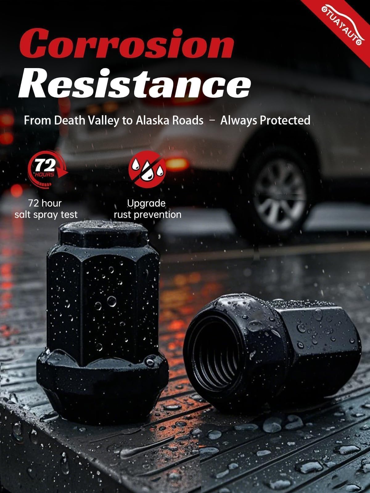 OTUAYAUTO lug nut installed on alloy wheel demonstrating conical-seat compatibility