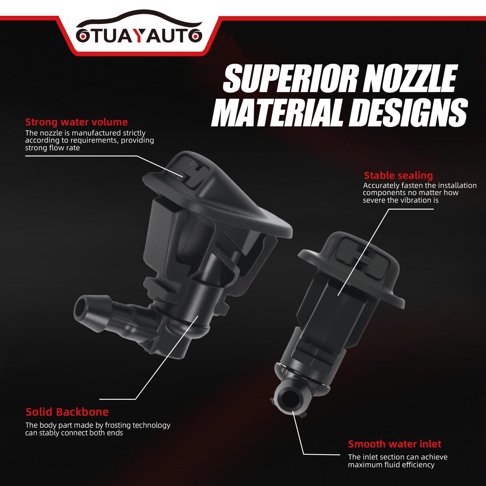 OTUAYAUTO nozzles installed on Jeep hood illustrating restored spray alignment and coverage
