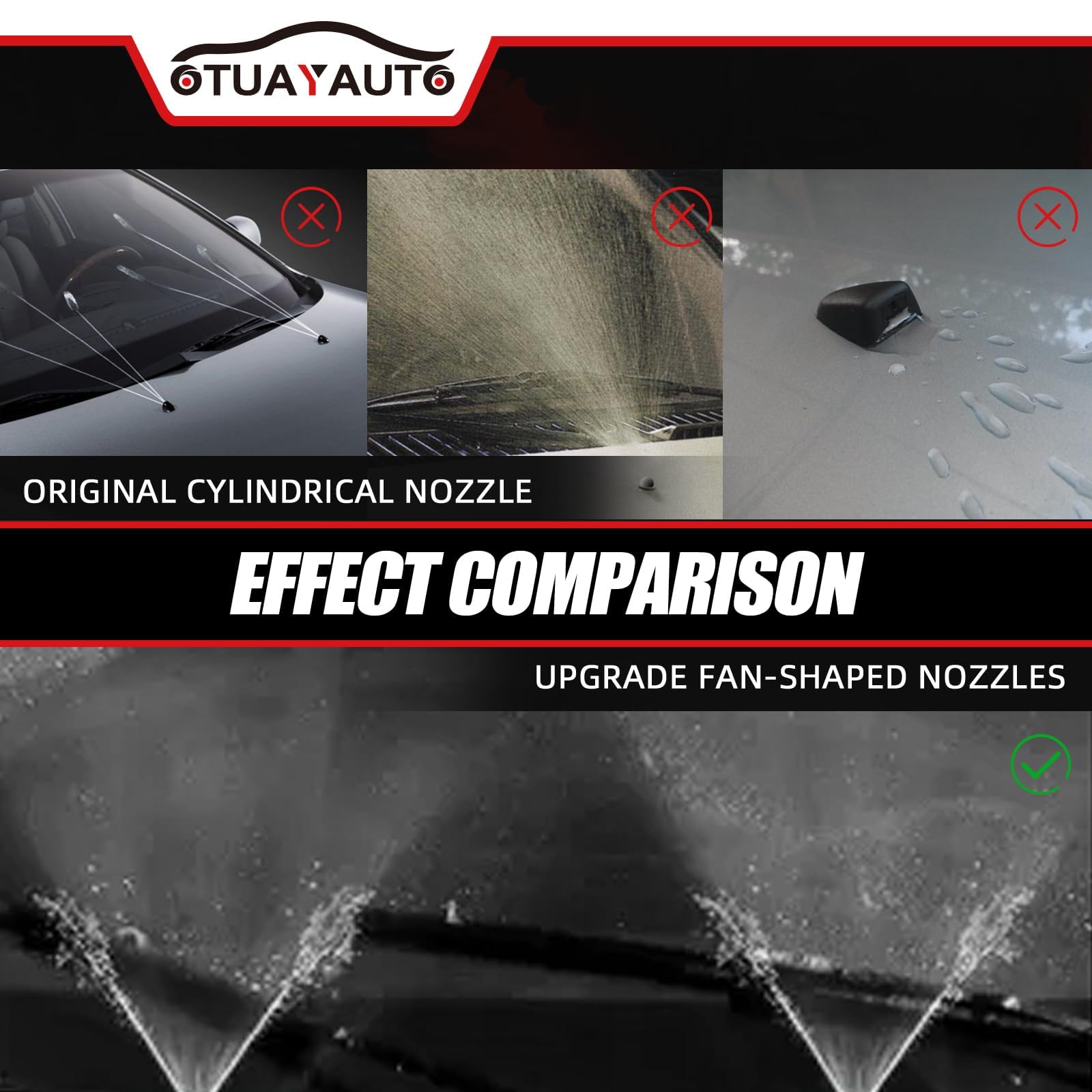 OTUAYAUTO size comparison with coin to show compact nozzle and hose kit dimensions