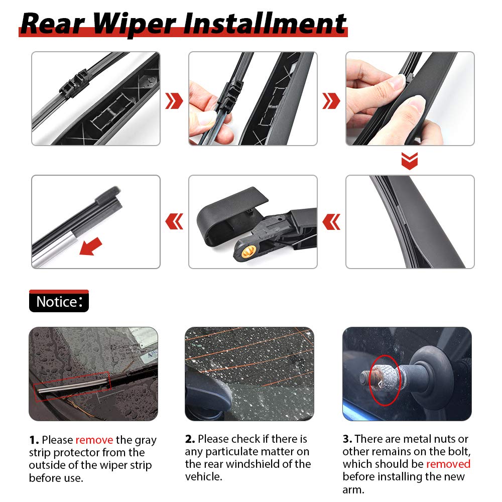 OTUAYAUTO wiper beside ruler showing correct OEM-size fitment