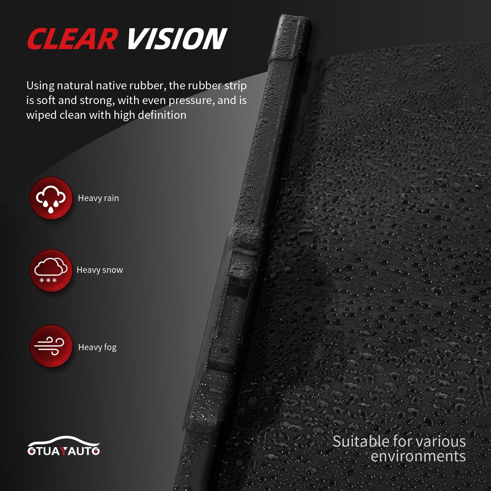 OTUAYAUTO wiper blades beside ruler showing accurate 22-inch sizing benefit