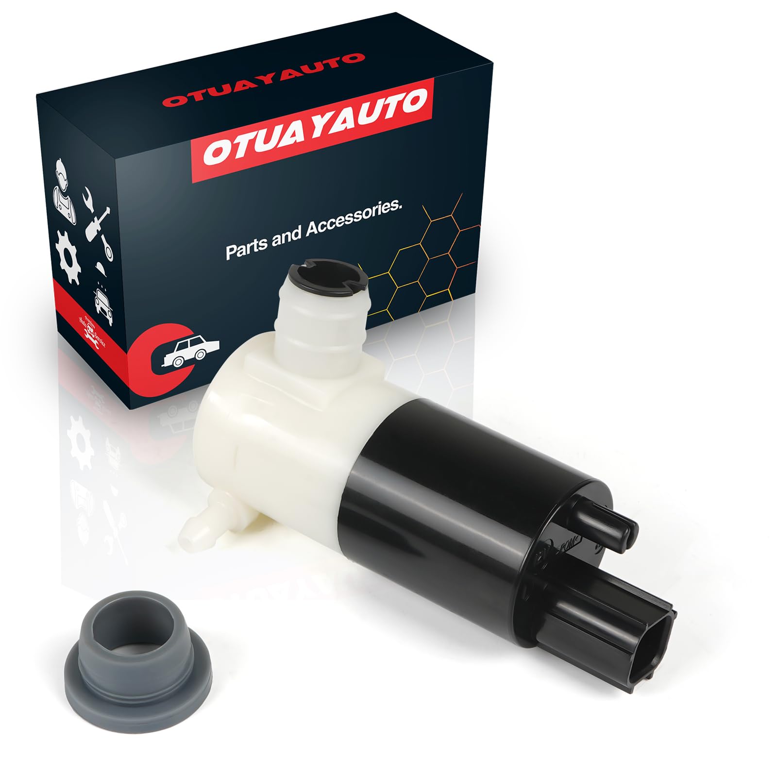 OTUAYAUTO washer pump front view showing compact design and reliable fit