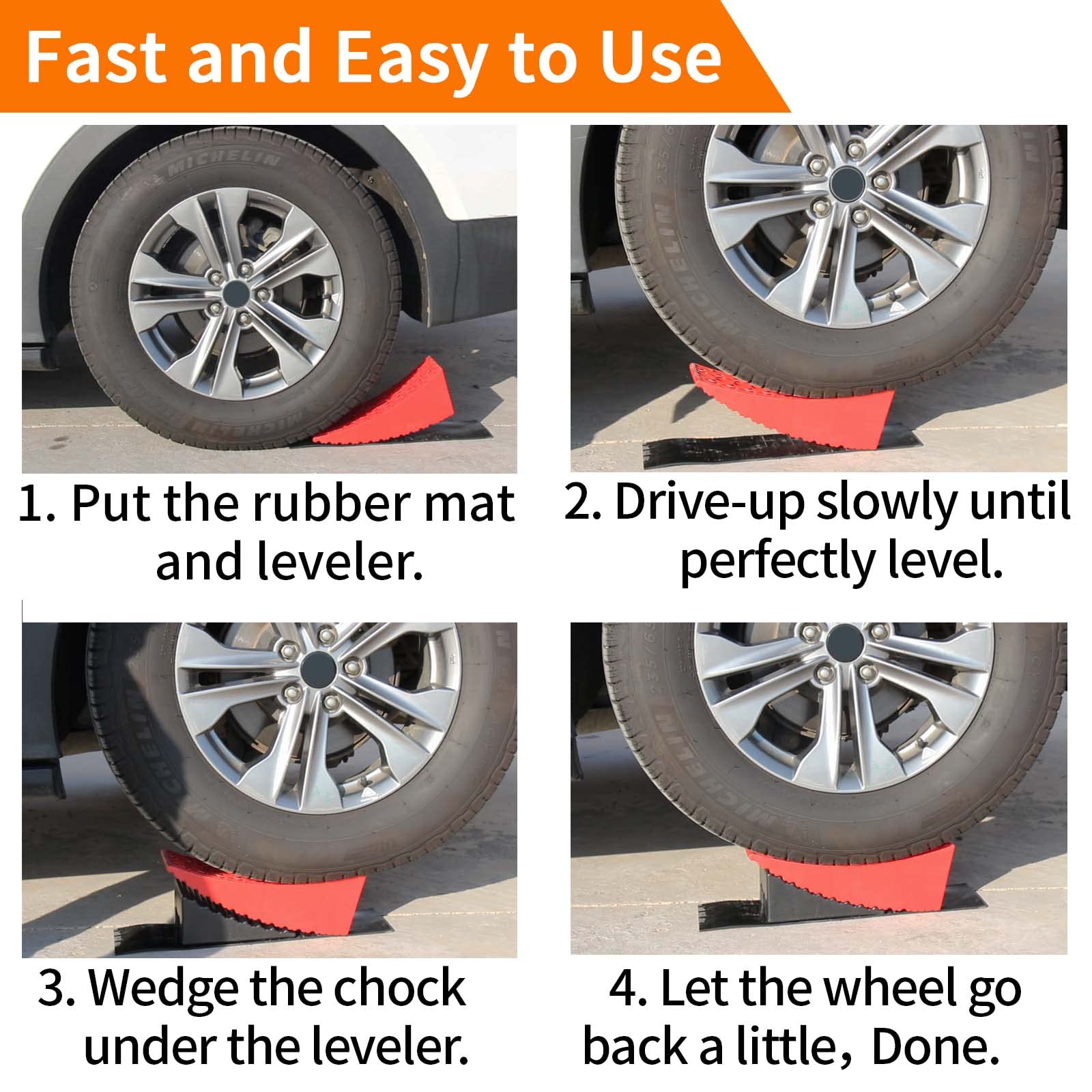 OULEME bubble level placed on ramp for accurate side-to-side leveling checks