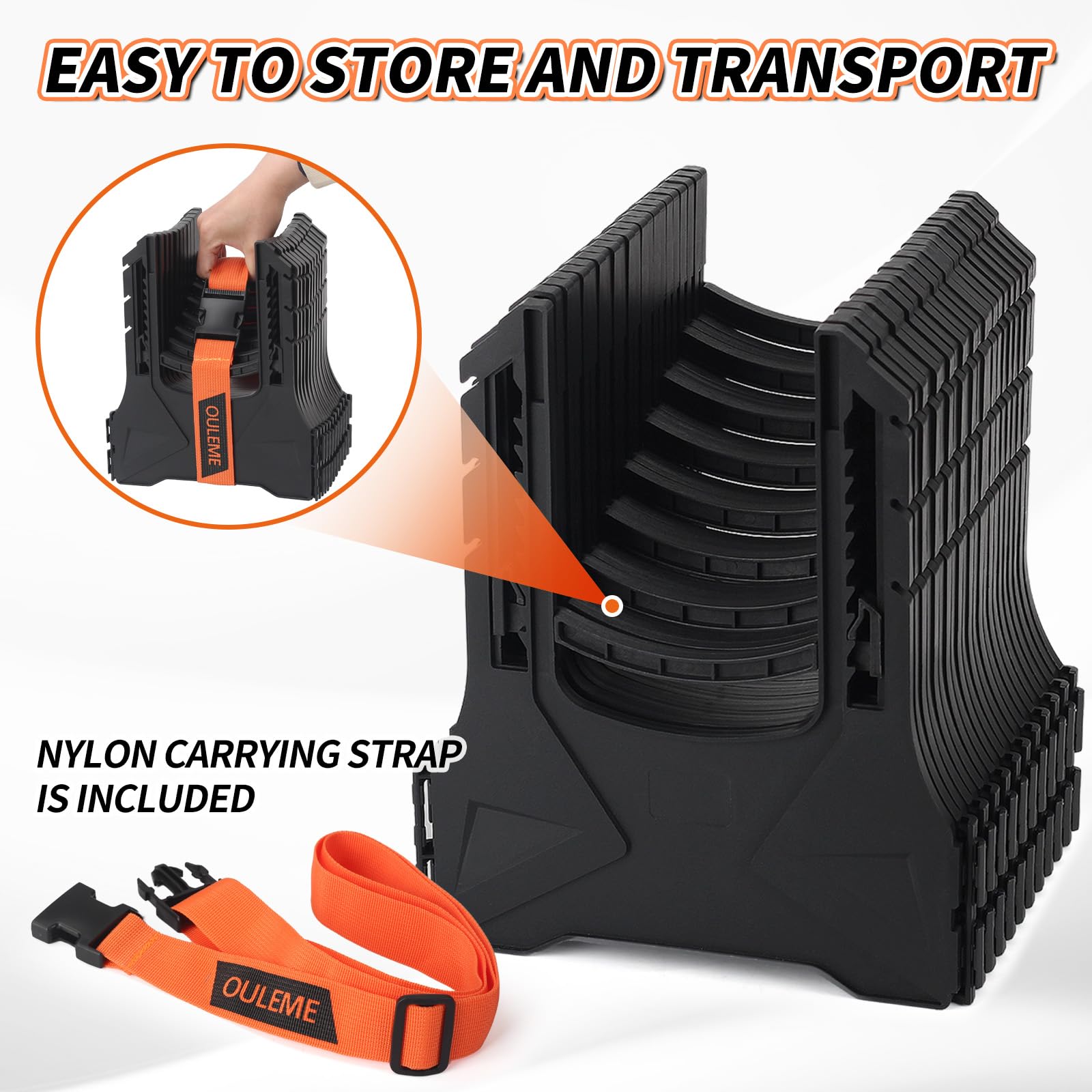 OULEME collapsed support folded flat for compact storage and easy transport