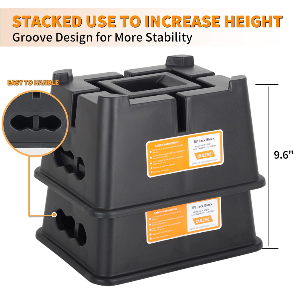 OULEME jack block under tongue jack in use providing stable load distribution