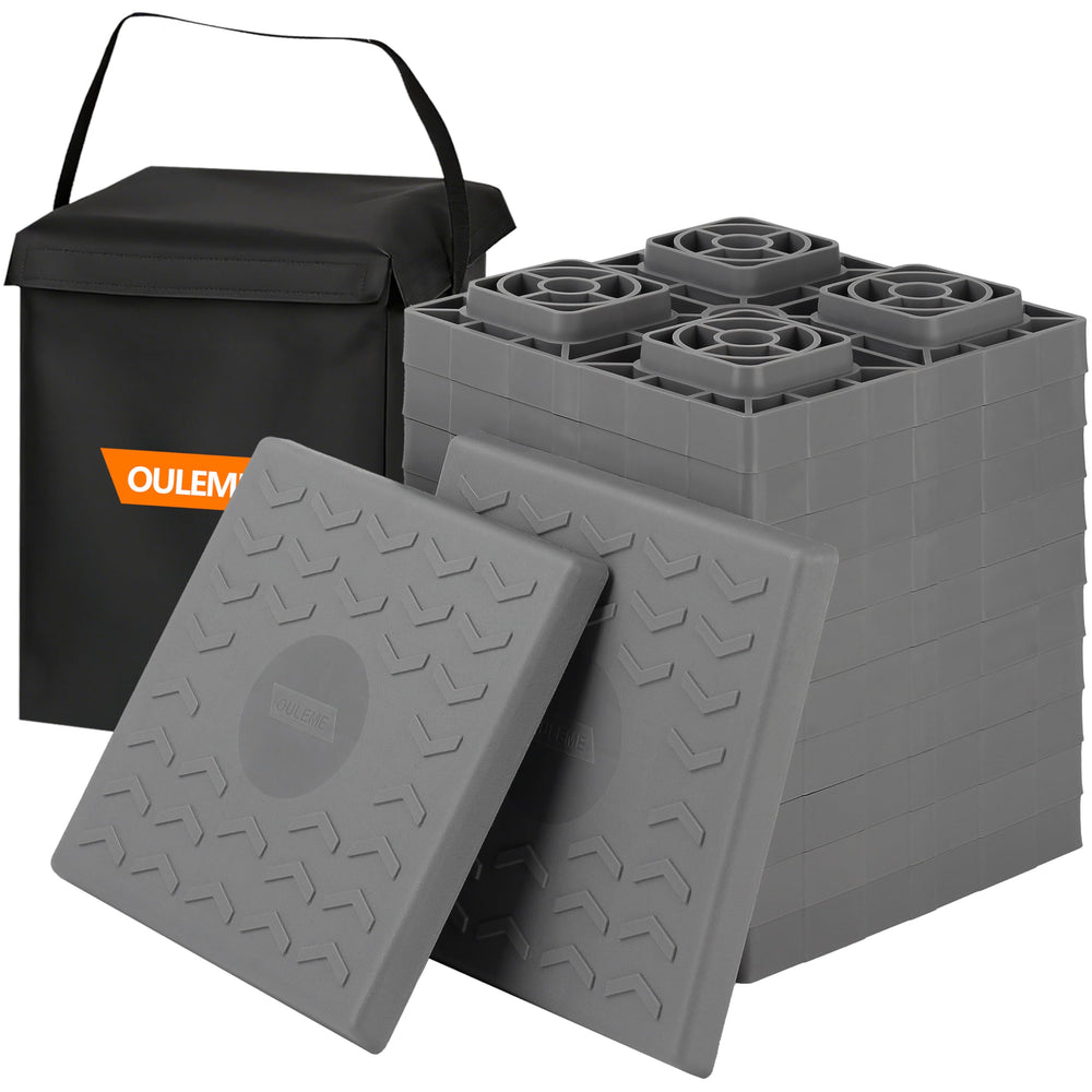 OULEME packaging of 12 leveling blocks showing kit benefit of ready-to-use convenience