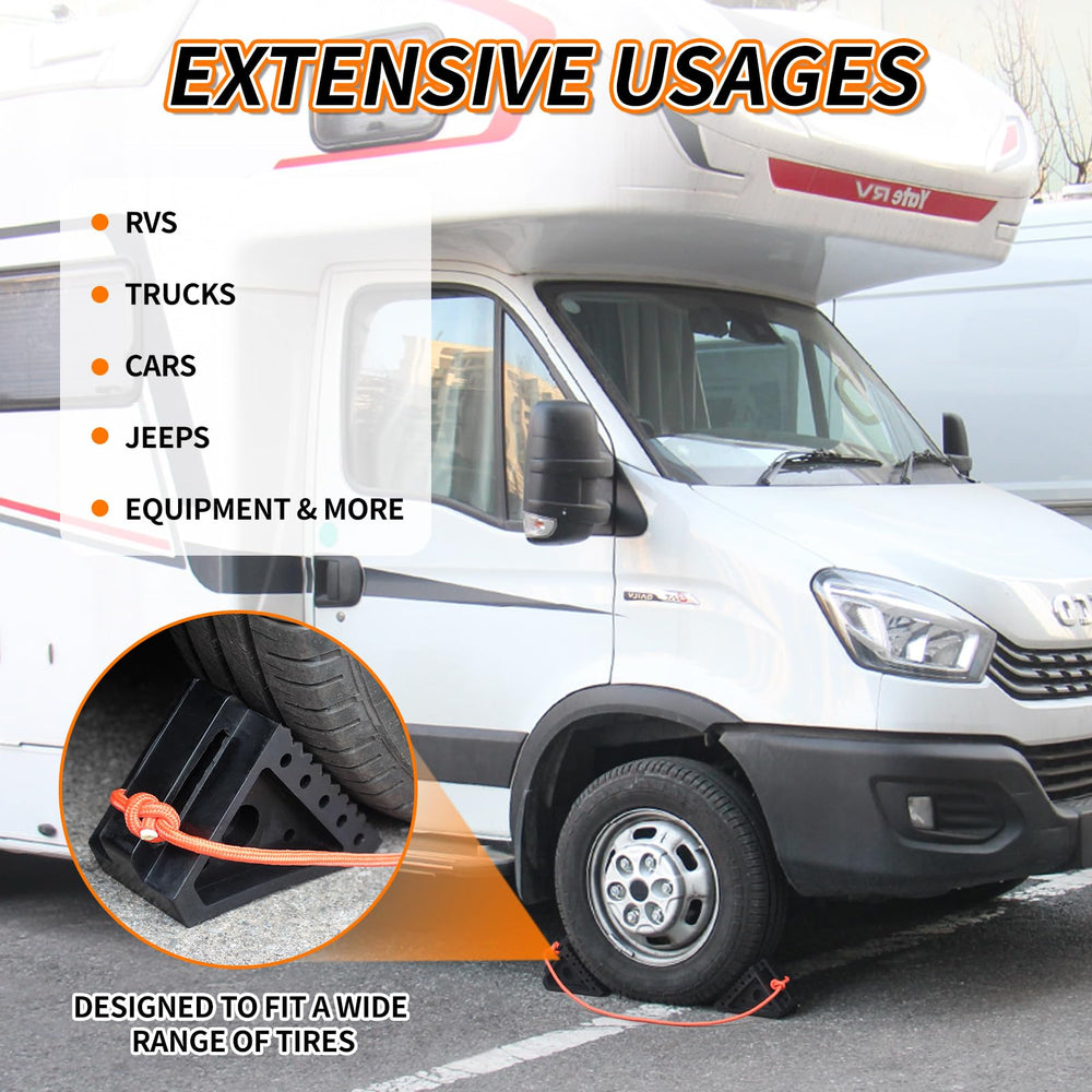 OULEME chocks front and back placement showing extra stability benefit