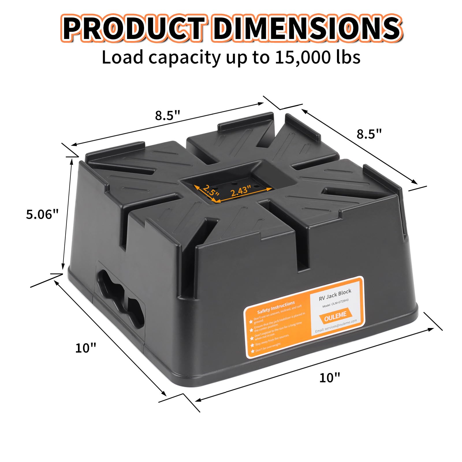 OULEME side profile with dimensions showing compact footprint and strong support