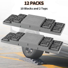 OULEME stacked blocks under an RV tire providing stable, level support