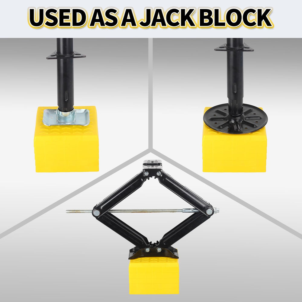 OULEME block used under trailer jack delivering dependable elevated support