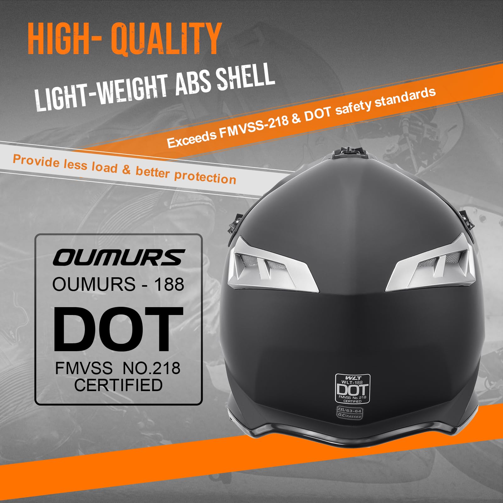 Oumurs helmet double D-ring strap detail ensuring secure retention under impact