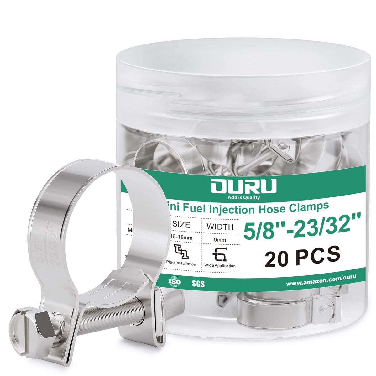 OURU front view of 20pcs clamp pack showing compact bulk and quick selection benefit