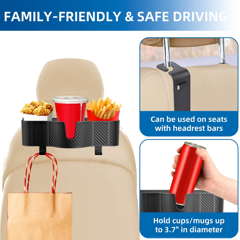 OUSHASAA hook options and installation on headrest posts demonstrating easy setup