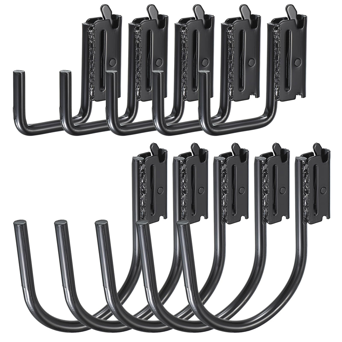 OwnMy front view of 10PCS E Track J Hooks showing full set for quick storage