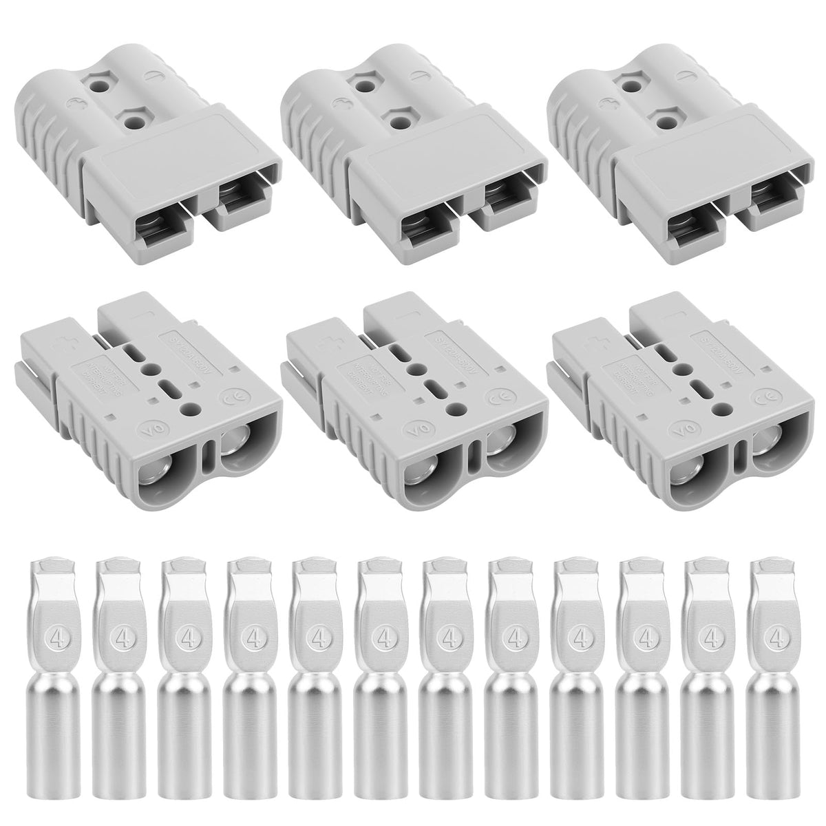 OXDFK front view of six-piece connector pack showing gray housings and labels for quick identification and fast installs